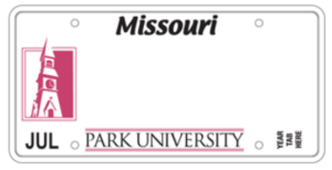 Park University Missouri license plate